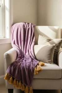 Purple Tassel Throws for Playful Texture