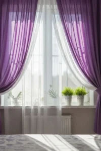 Violet Curtains with Sheer Panels for Layered Light